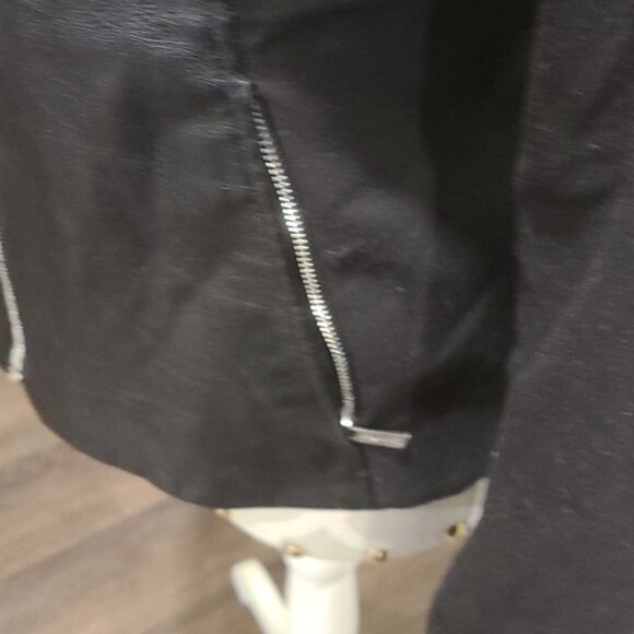 Calvin Klein Black Faux Leather Moto jacket - Picture 2 of 7